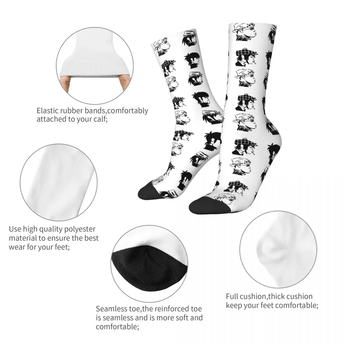 Cool Gorillaz Logo Basketball Socks 3D Printing Middle Tube Socks for Unisex Breathable