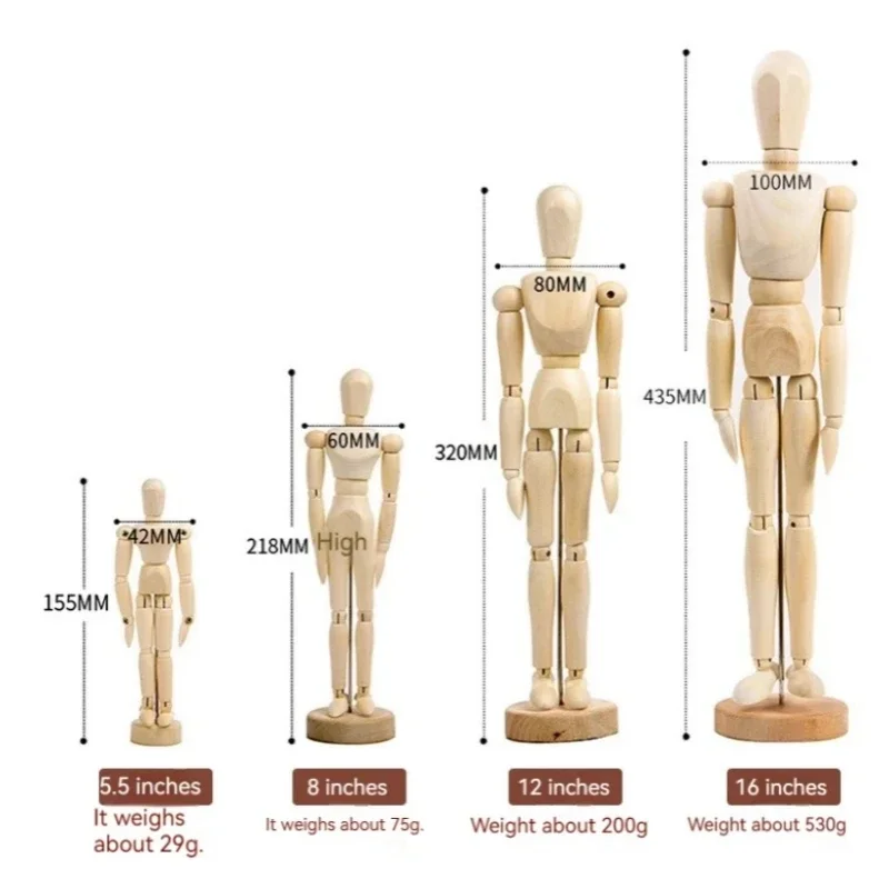 Artist Sketch Mannequin Model Movable Limbs Handmade Male Wooden Painting Teaching Tools Bjd Jointed Doll Home Decor Diy Craft