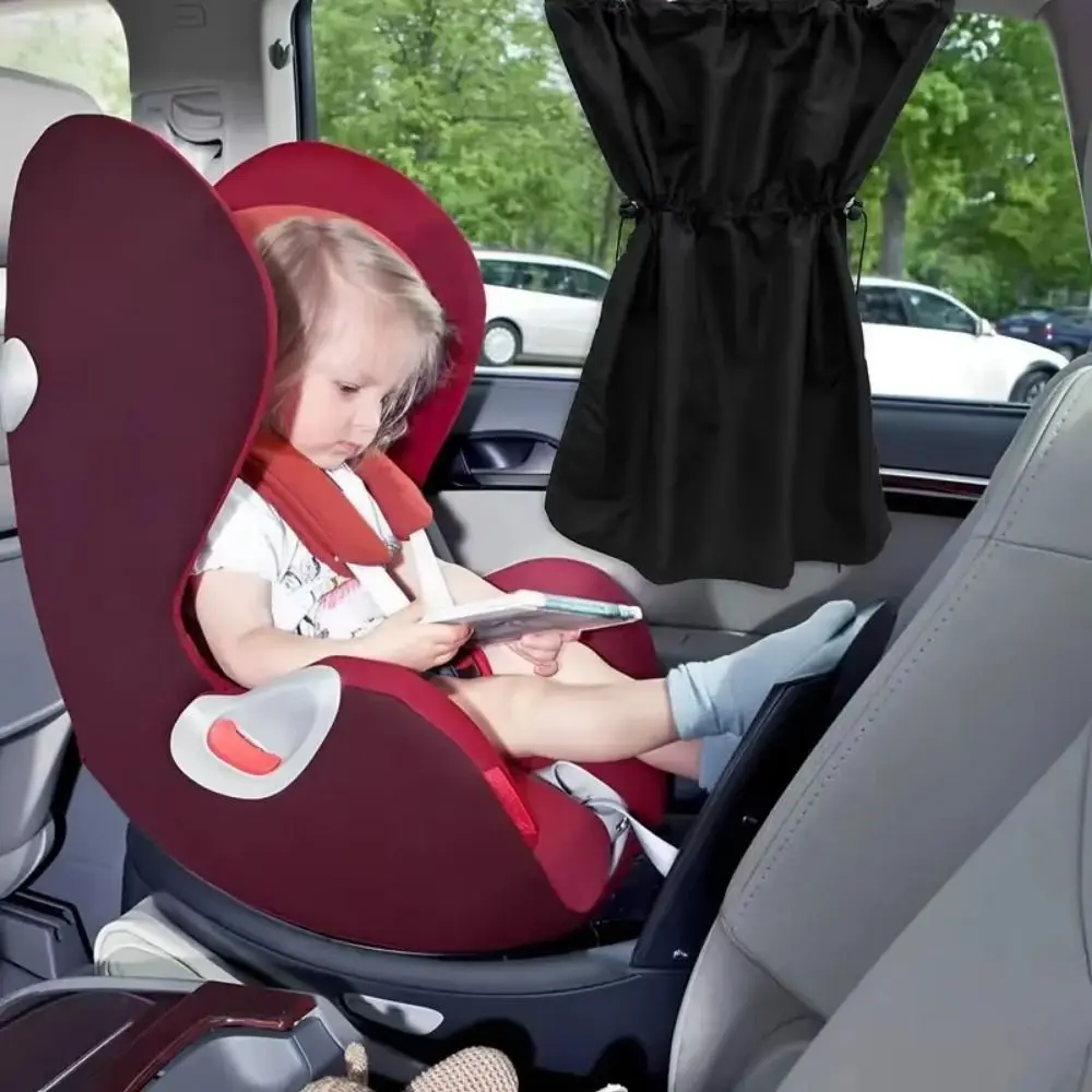 

2Pcs Safety With Suction Cup Car Curtain Sun Protection Hanging Type Car Sunshade Heat Insulation Side Window Curtain Home Decor