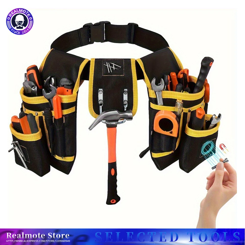 

1680D ткань Оксфорд, поясная сумка для инструментов, магнитный ремень, держатель для молотка, сумка для инструментов для всасывания ногтей, органайзер для электрика, плотника, Handym