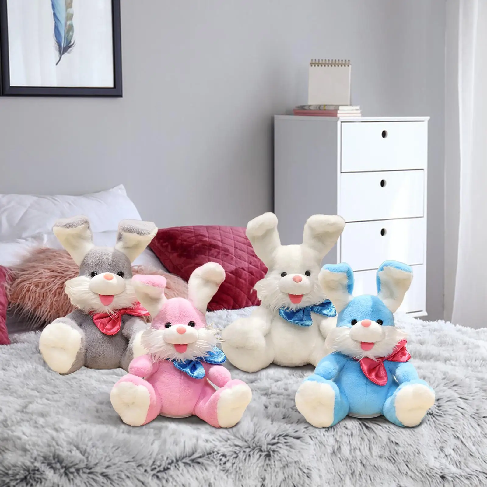 Animal en peluche lapin de pâques mignon, jouet électronique pour animaux de compagnie, jouet interactif en peluche avec oreilles mobiles