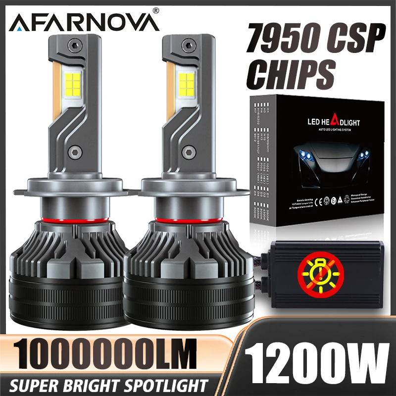 

Лампы для фар H7 CANBUS 1200W 1000000 LM Turbo Автомобильная лампа H4 Дальний ближний свет Светодиод высокой мощности H11 H1 9005 9006 HB3 HB4 H3 Противотуманные фары