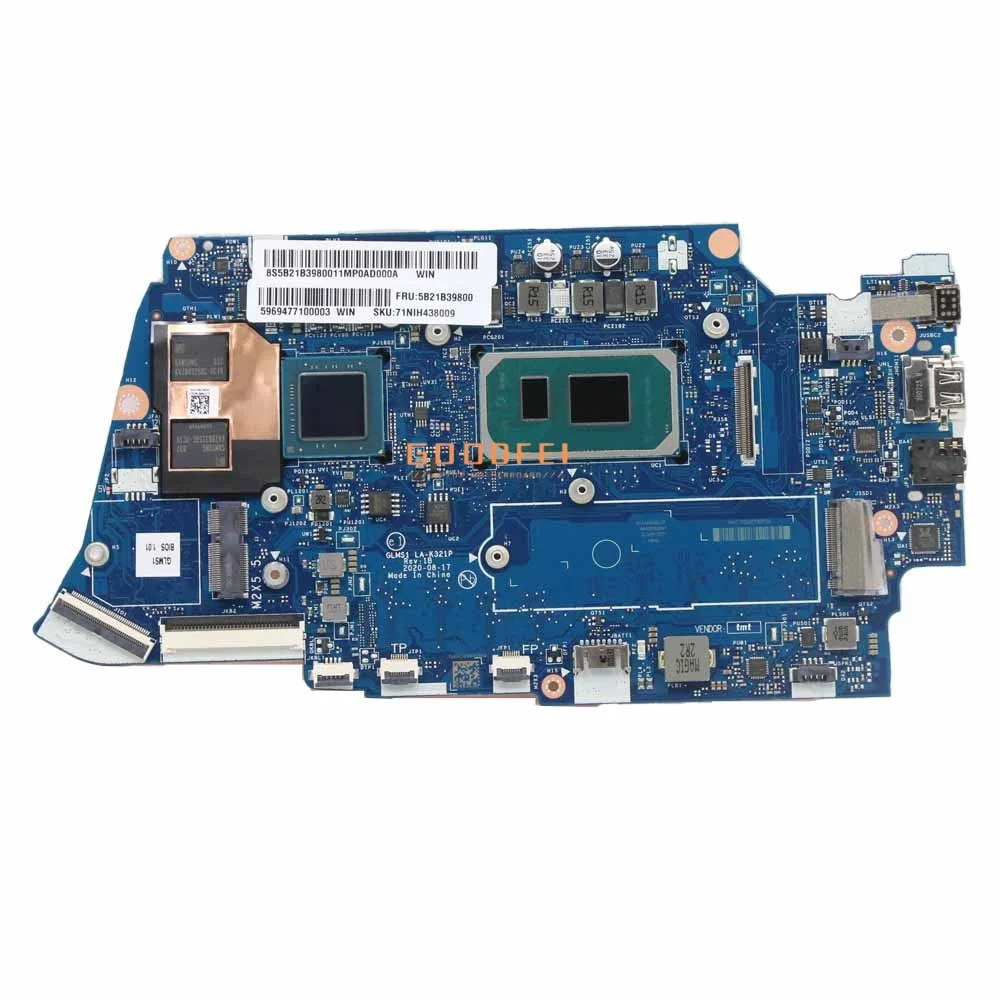 

Материнская плата ноутбука GLMS1 LA-K321P с процессором I5 1135G7, 8 ГБ/16 ГБ ОЗУ для Lenovo IdeaPad 5-14ITL05 5B21B39800 5B21B39796