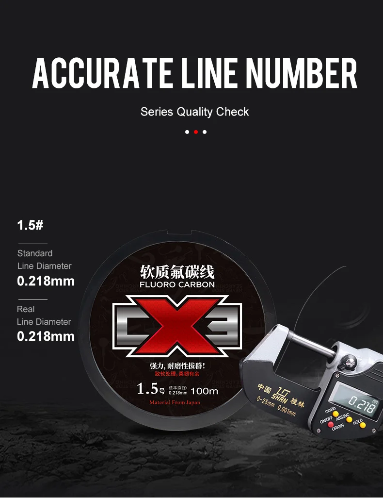 Kingdom CX3 Fluorocarbon Angelschnur 100m Super Glatte Steife Monofilament-Vorfachschnur Unsichtbare Sinkende Angelschnur – Detail 8