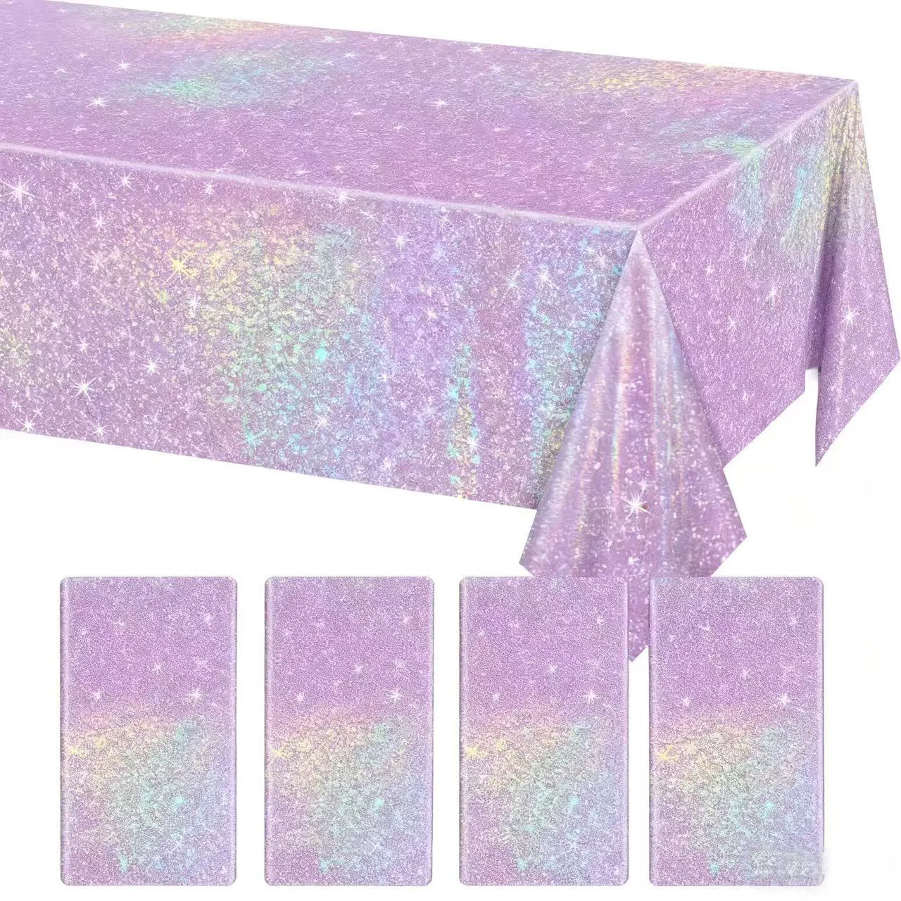 Pink Laser Aluminum Foil Disposable Tablecloth Rainbow Birthday Party Decor Table Cover for Bachelorette Wedding Event Supplies
