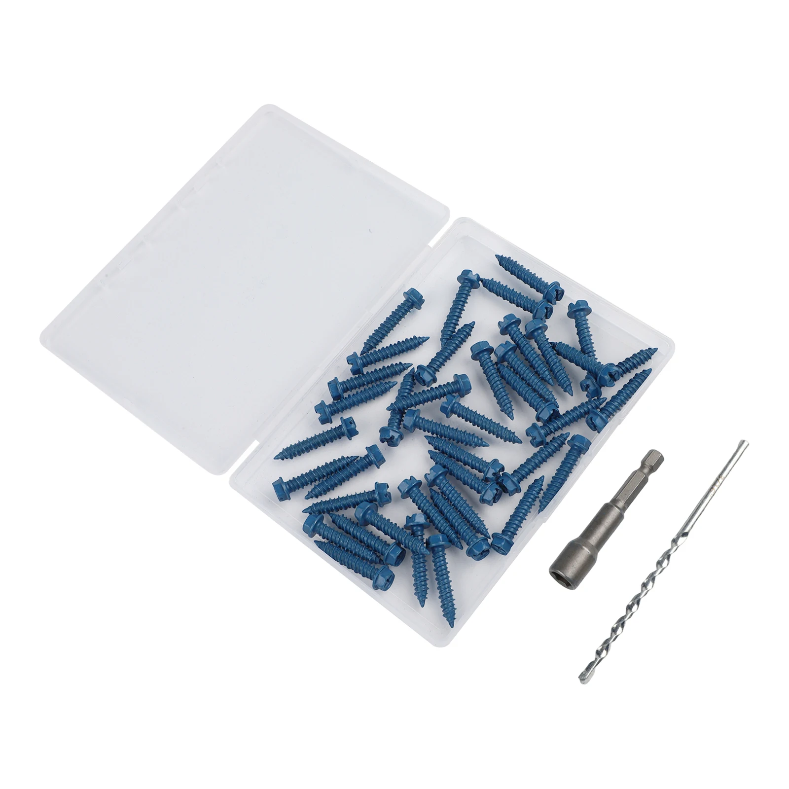 

Long Lasting Hex Head Concrete Screw Blue for Masonry Brick Cement Gypsum with Drill Bit and Socket Wrench Carbon Steel Fastener