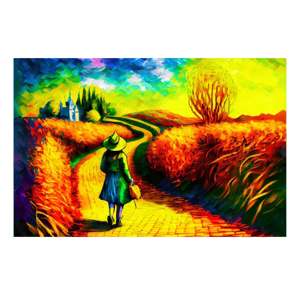 

Diamond Painting A Gril On the Way Handmade Mosaic Landscape Cross Stitch Kits Home Decoration Full Square/Round Drill