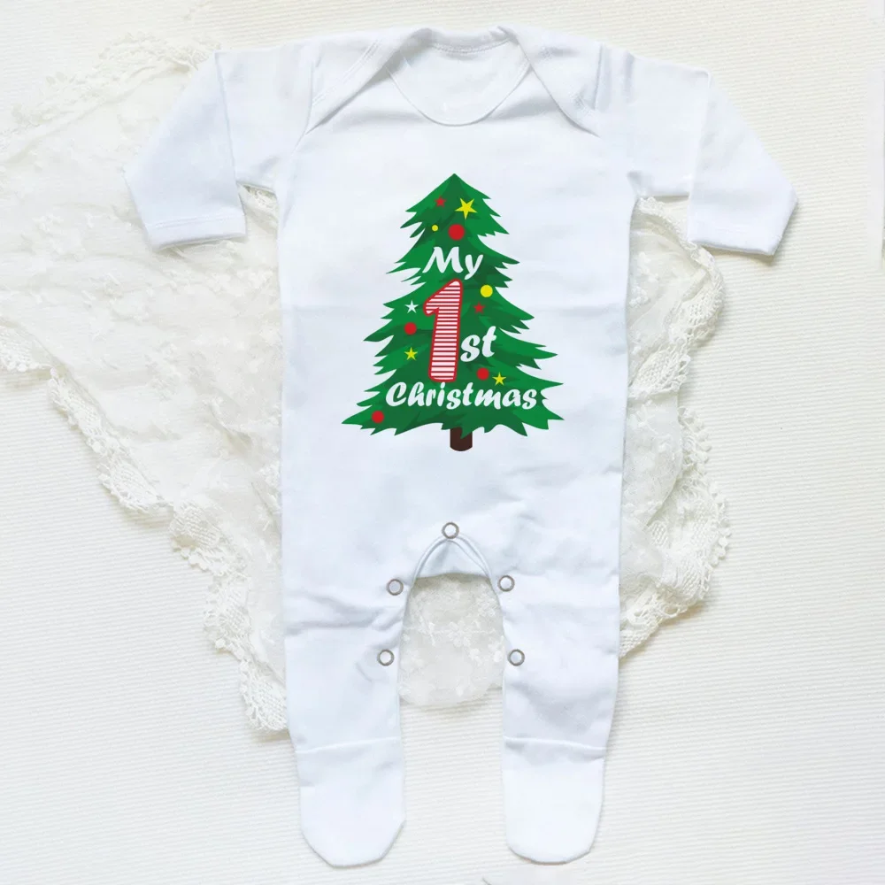 First Christmas Babygrow Sleepsuit Xmas Infant Sleepsuit Boys Girls Cute Clothes Toddler Christmas Gift Baby Xmas Party Outfits