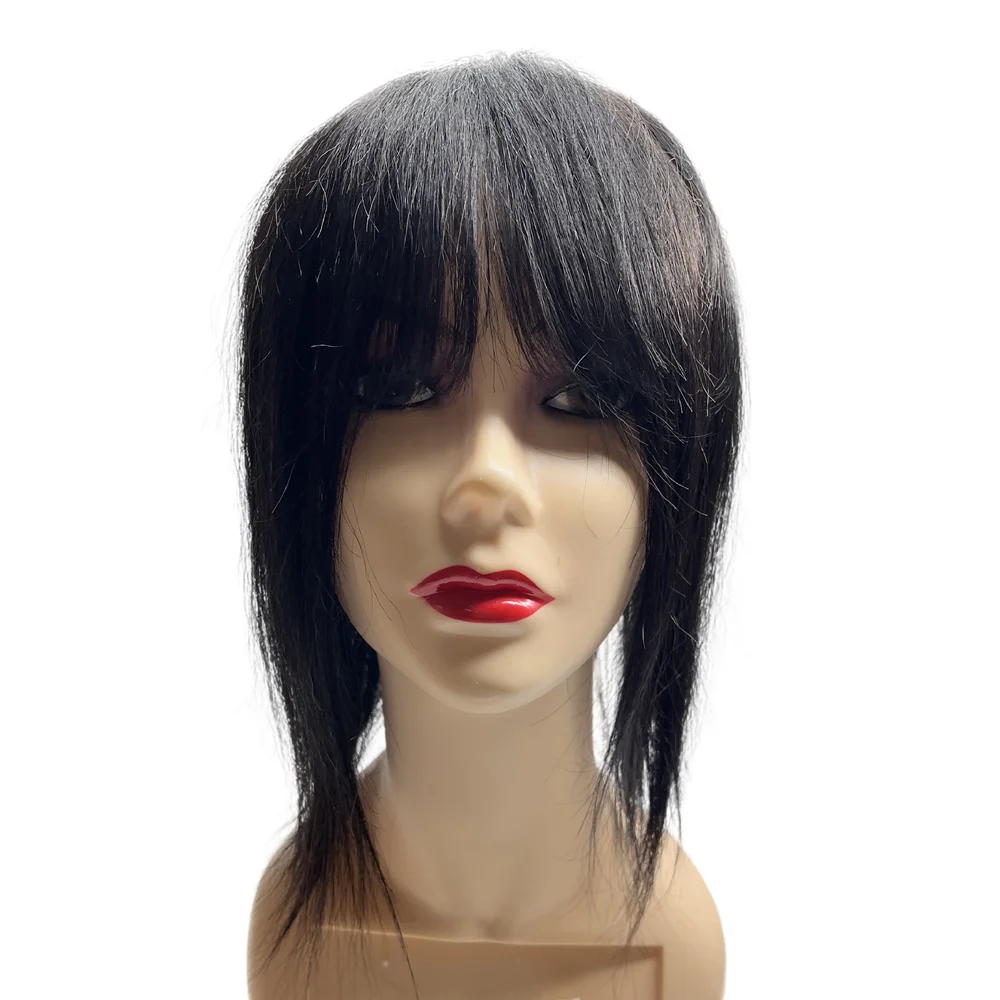 Toppers ผมสําหรับผู้หญิง Bangs ผมมนุษย์จริง Toppers สําหรับผู้หญิงผมบางชิ้นผมสีขาวผมตรง