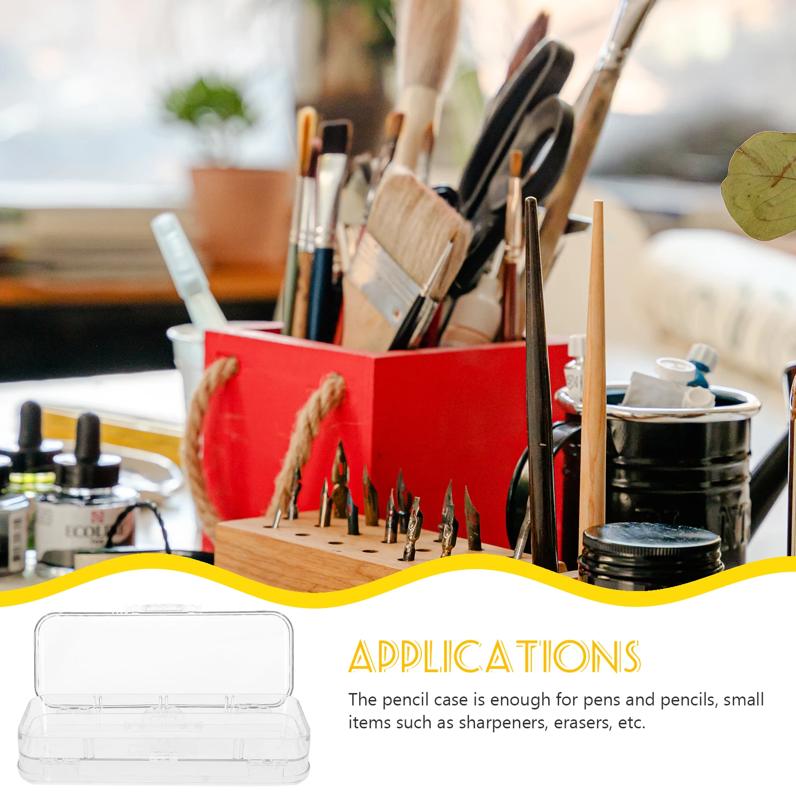 

Lightweight Plastic Box Stationery Organizer Portable Pen Container Durable Abs Material Small Pencil Case For School Office