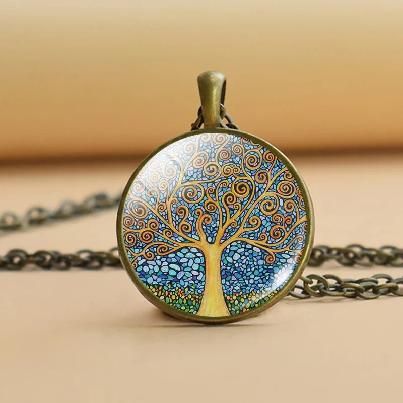 Fashion Tree of Life Necklace Vintage Art Photo Pendant Glass Cabochon Jewelry Life Tree Necklaces Party Gifts Dropshipping