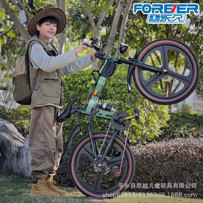Lightweight Folding Bicycle for Boys Mountain Bikes Variable Speed Bikes Camping Middle-aged Children Teenagers