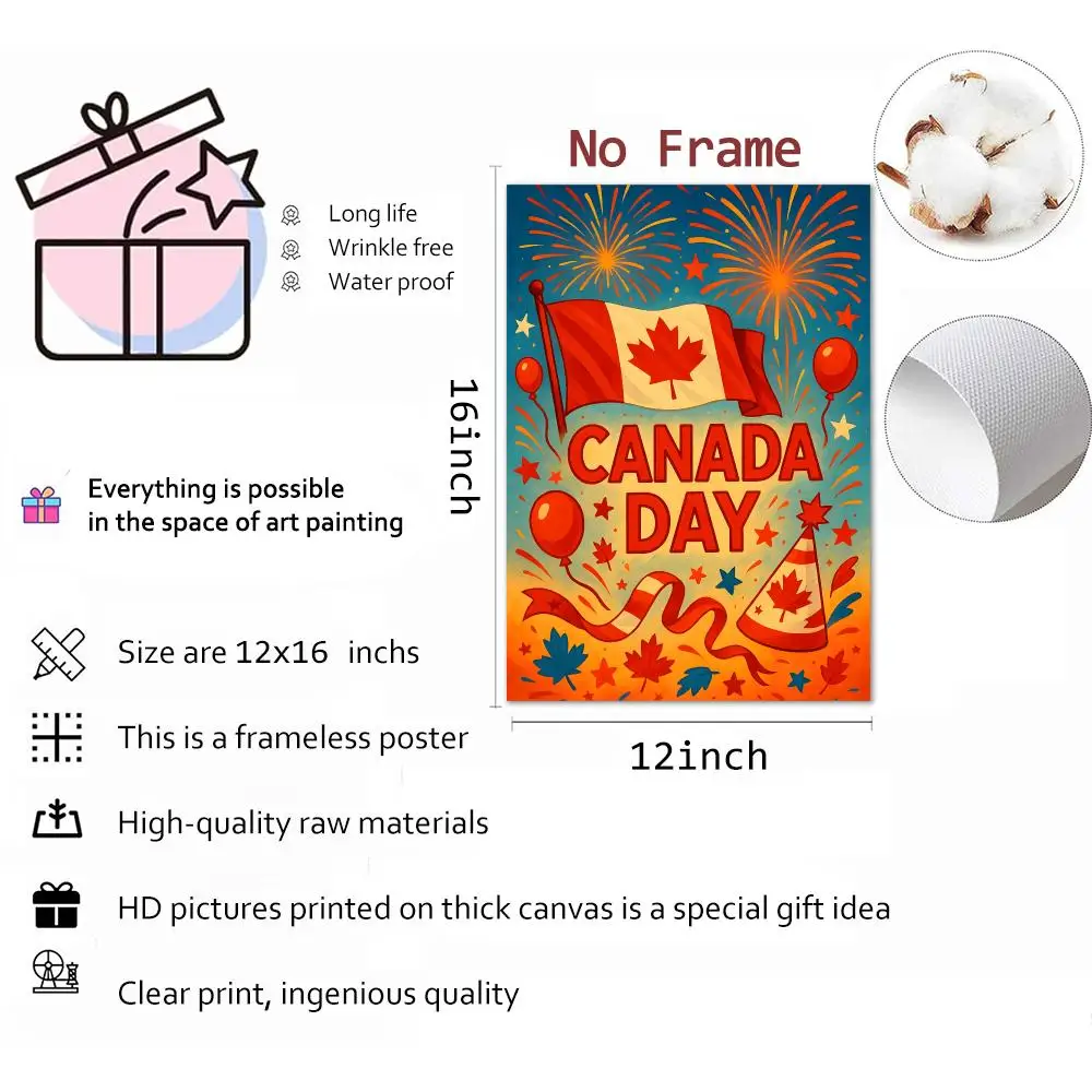 Festival National Canada Day Painting Calligraphy Wall Art Mural Living Room Canvas Decor Gifts