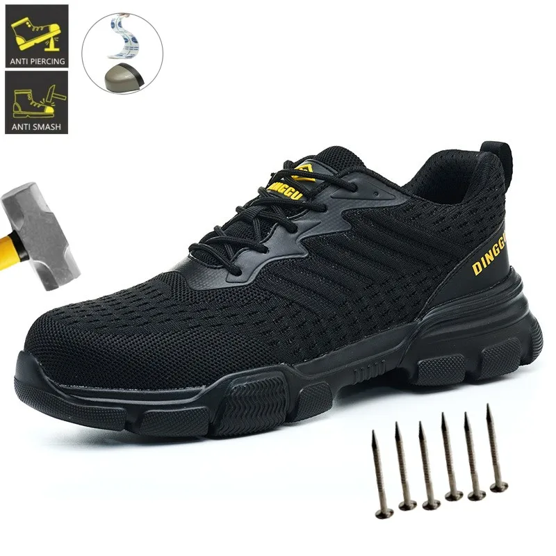 

Steel Toe Safety Shoes Men, Anti-Puncture Anti-Smash Non Slip Industrial Work Boots Lightweight Sport Shoes Safety Pro
