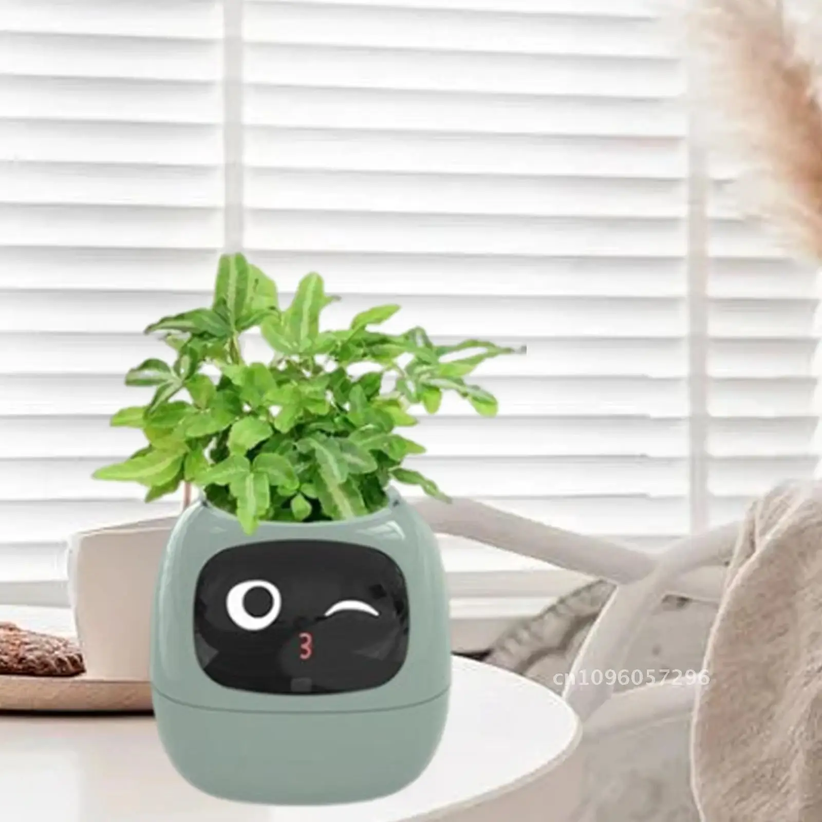 Smart Flowerpot Adorable Rich Plants Interaction Smart Plant Pot for Room Desk Living Indoor for Setup Neat Gift Gesture Indoor