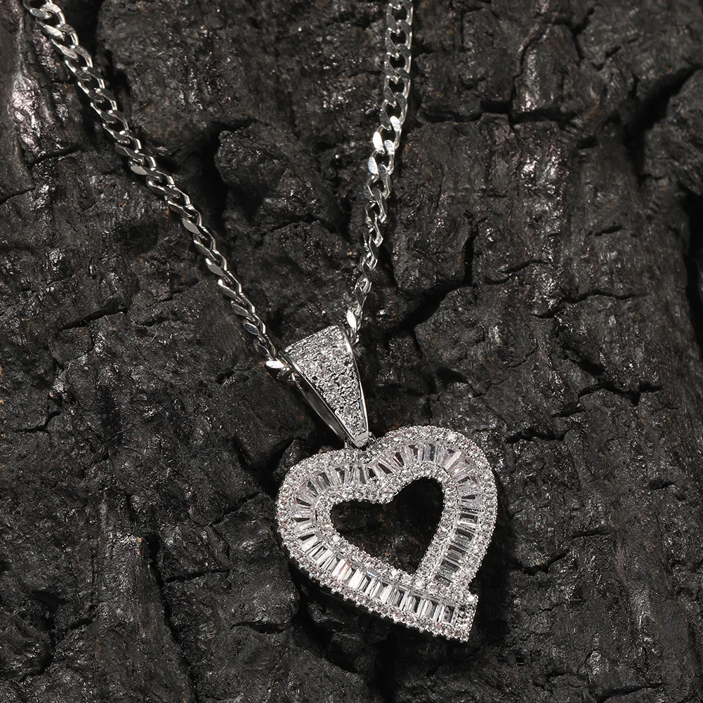 

Love Heart Iced Out Bling Bling Pendant Necklace Mirco Pave Prong Setting Men Women Fashion Hip Hop Jewelry BP073