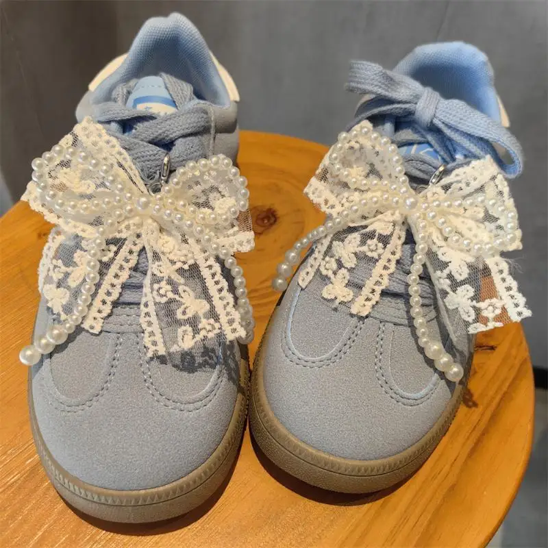 Fashion Lace Pearl Bow Shoe Charm Accessories Premium Decorative Shoe Flower Buckle For Sneakers Decoration