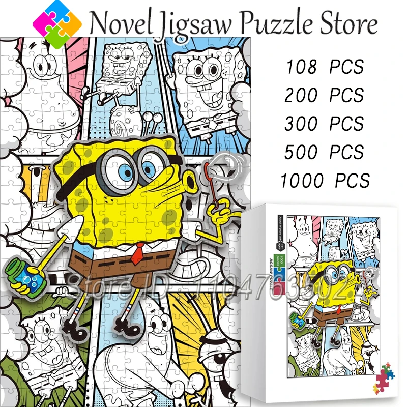 

Spongebob Squarepants Puzzle for Children's Creative Game 108/200/300/500/1000 Pieces Cartoon Jigsaw Puzzles Adult Handmade Toys