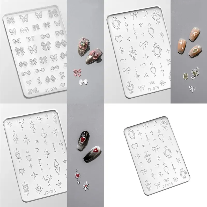 1pc Highly Transparent & Soft Silicone Nail Mold Material Versatile Bow Star Moon Relief Crystal Drip Glue Mold DIY Nail Tools *