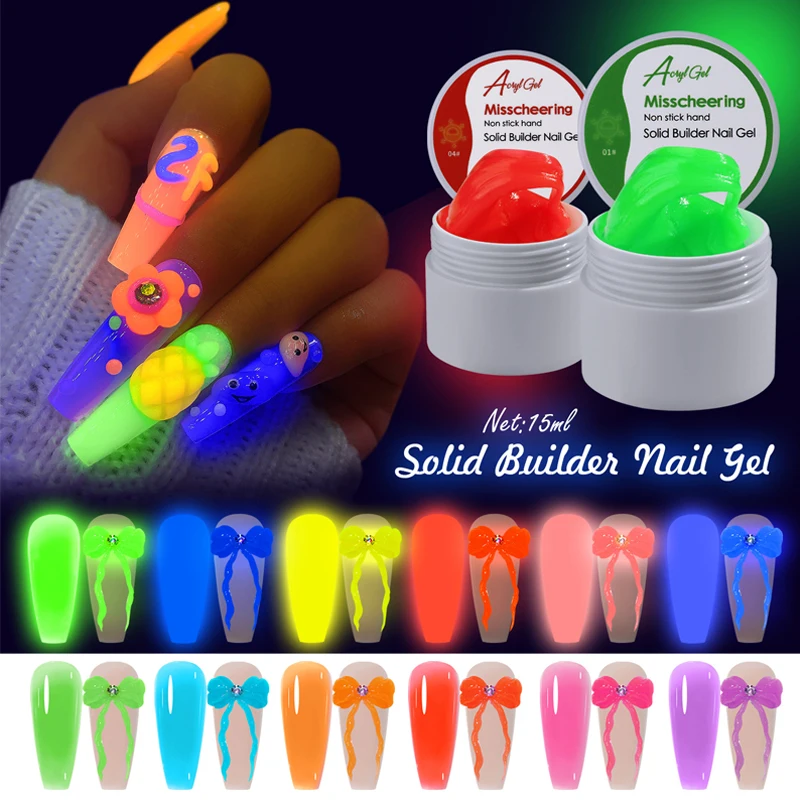 

15ml Luminous Gel Glow In Dark Reflective Fluorescent Nail Gel Polish Extension Glue Soak Off LED Gel For Manicure