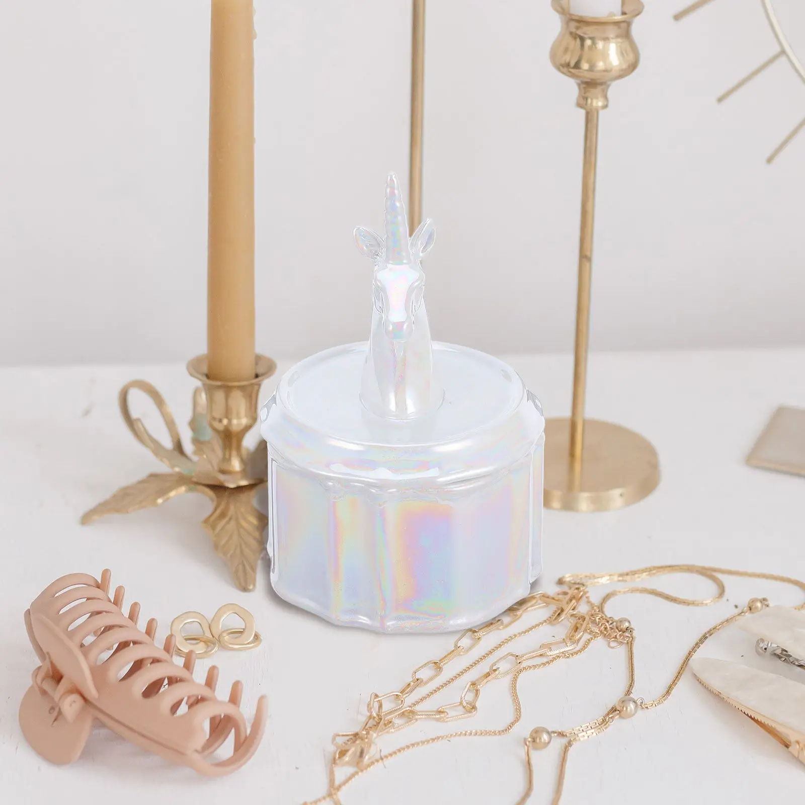 

Керамическая шкатулка для украшений в виде единорога, элегантный фарфоровый органайзер для мелочей, футляр для хранения колец и серег, настольный держатель для украшений, подарок