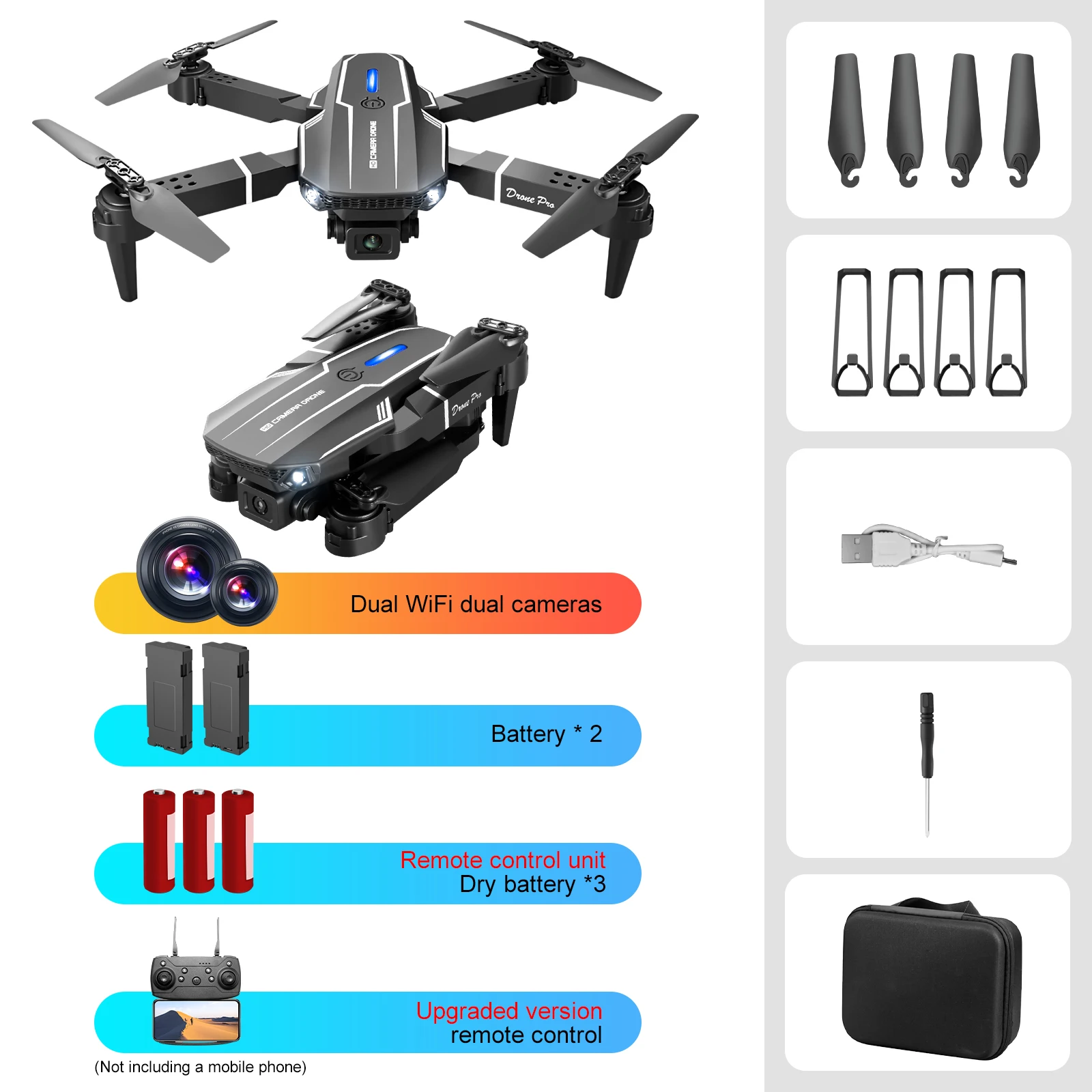 S101 Dobrável RC Quadcopter, UAV Drone, FPV, SD Dual, Altitude Hold, Modo sem cabeça, Posicionamento Visual, Novo