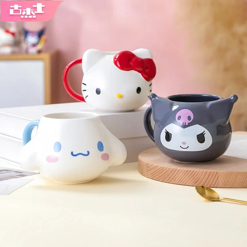 Für Sanrio Keramikbecher 3D Relief Design Wasserbecher My Melody Cinnamoroll Kaffee Milchbecher Home Frühstück Saftbecher für Geschenke