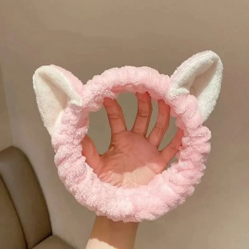 Hairband Cat Coral Plush Headband Cute Soft Hair Bow Headband Hairband Wash Face Makeup Headband Bandage Girl Accessories