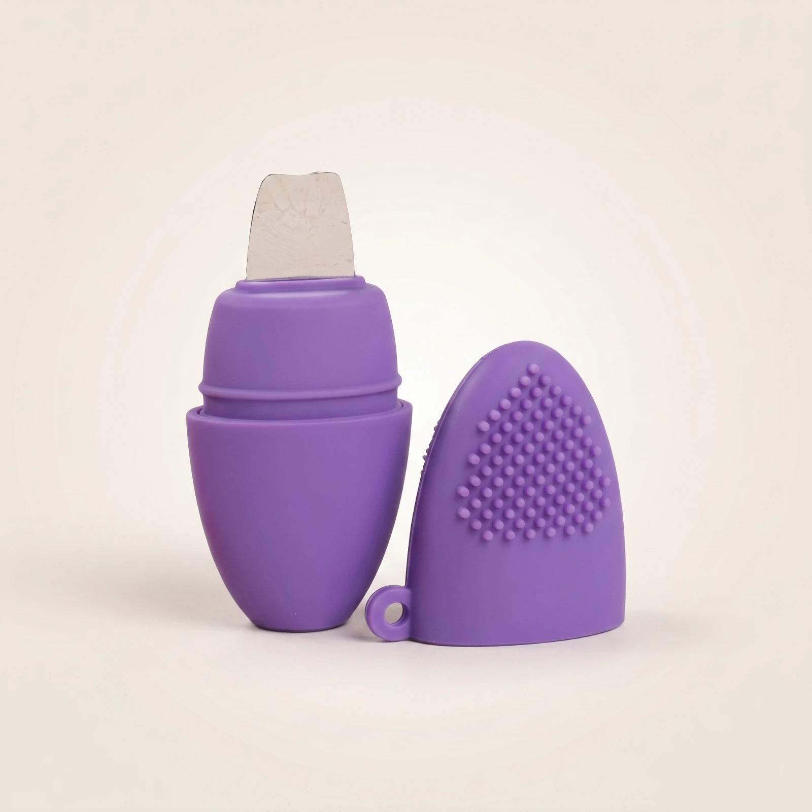 Blackhead Scraper with Cover Double-Sided Blackhead Scraper Silicone Facial Brush Portable Face Exfoliator Scrubber Manual