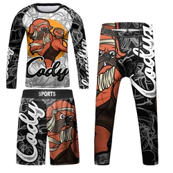 Kids Bjj Rashguard Jiu T-shirt+Pant KickBoxing Sets Boy Gym Children Muay Thai Shorts MMA Clothing Compression Tights