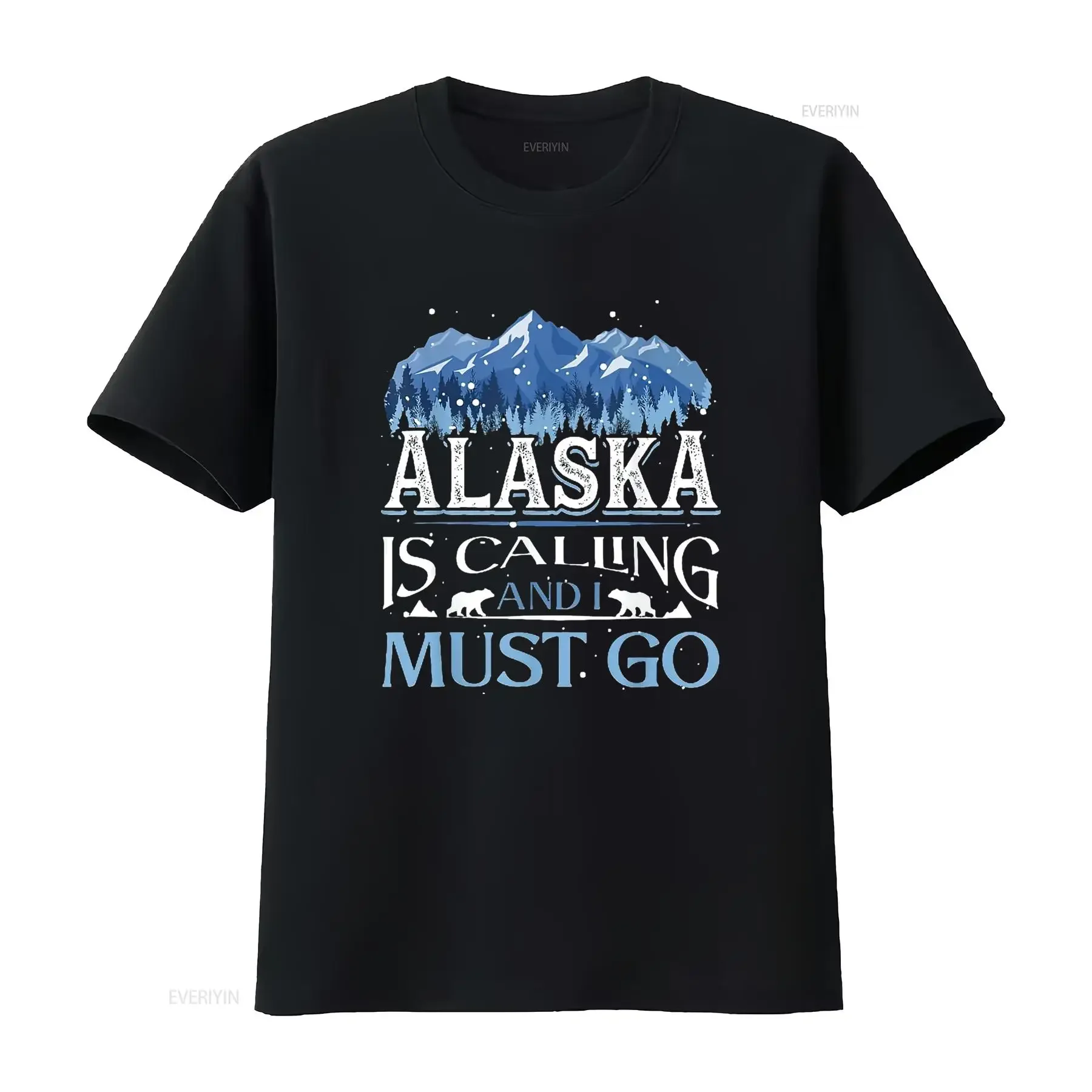 Mens Alaska Lovers Alaskans Is Calling And I Must Go T Shirt Black vintage Washed Stretched Versatile homme streetwear