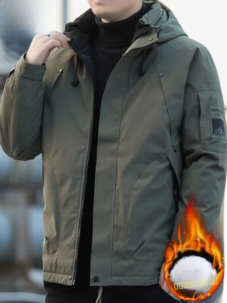 

Мужская зимняя утепленная куртка Paul с капюшоном, на пуху, с флисовой подкладкой, на молнии, с карманами для рук, для спорта и активного отдыха