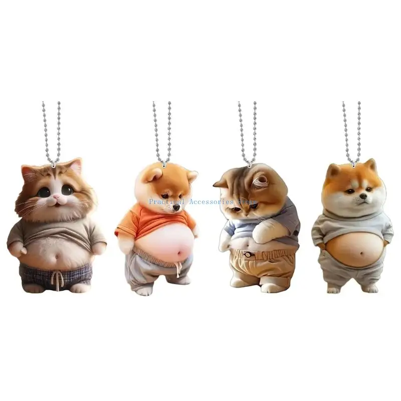 

U75E Acrylic Pendant with Pearls Chain Auto Interior Hanging Decoration for Car Interior Styling & Expression