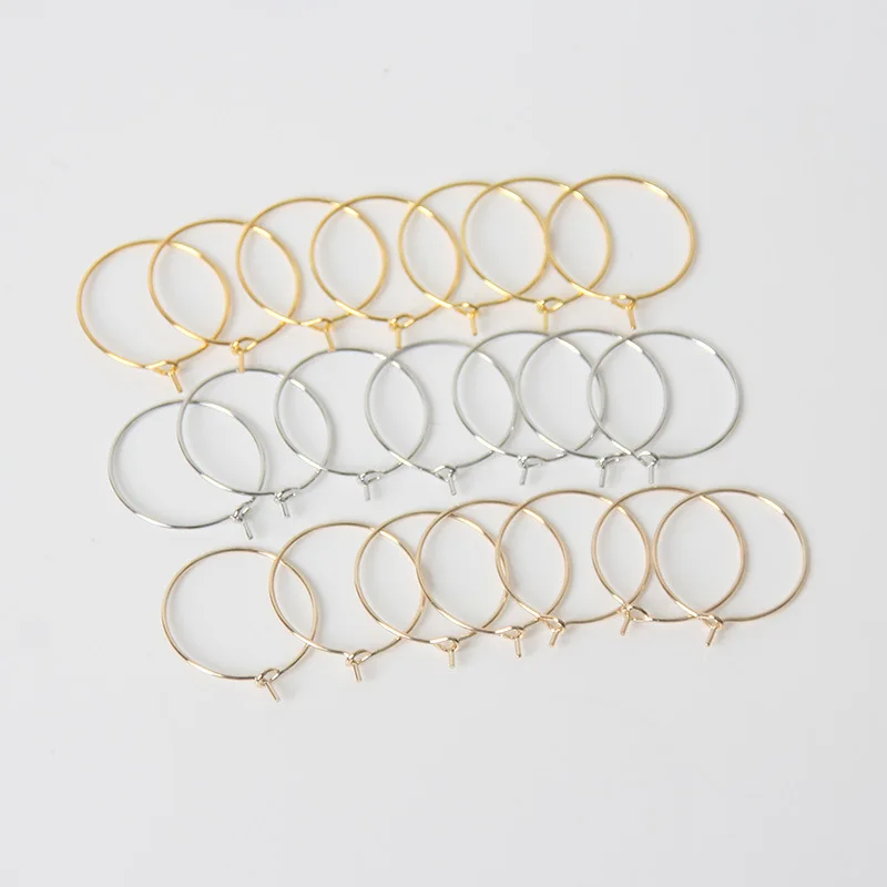 50PCS/Lot Gold Silver 19mm Round Circular Hook Earrings Ear Hoops Needle DIY Jewelry Findings Accessories