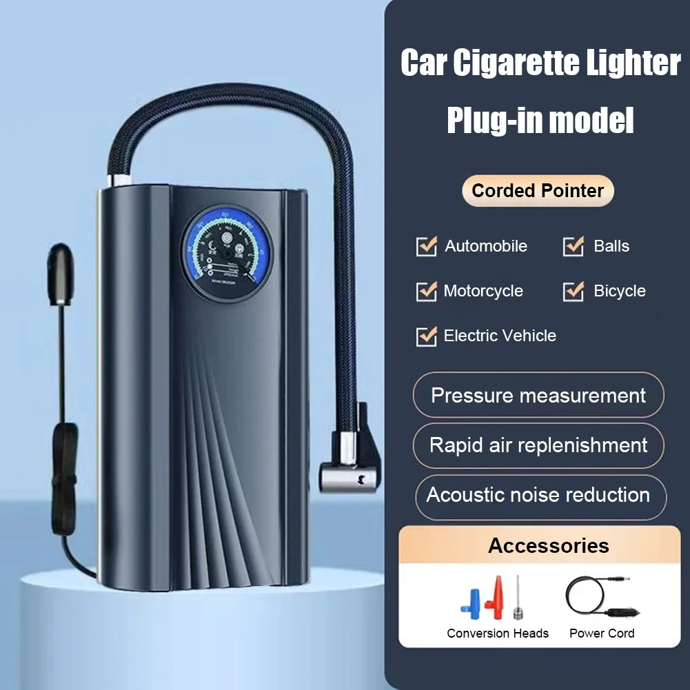 12V Portable Tyre Inflator High Precision Mini Tire Pump Quick Inflating Auto Air Compressor Cigarette Lighter for Car Auto