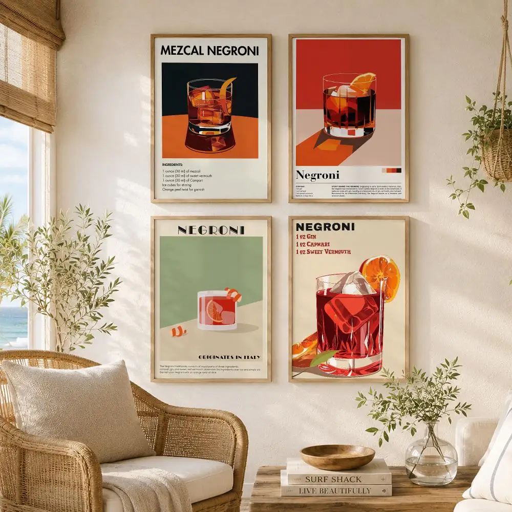 Pretty N-Negroni Beer Art Painting Calligraphy High-Quality Canvas Wall Mural Crease-Free For Living Room Bedroom Interiors