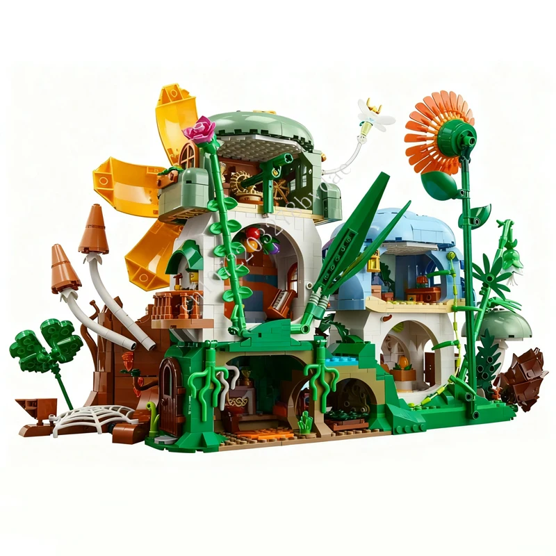2437PCS Mushroom Village MOC streetview Holiday Puzzles Set Architettura Assemblaggio creativo Natale Compleanno Giocattoli Bambini Età