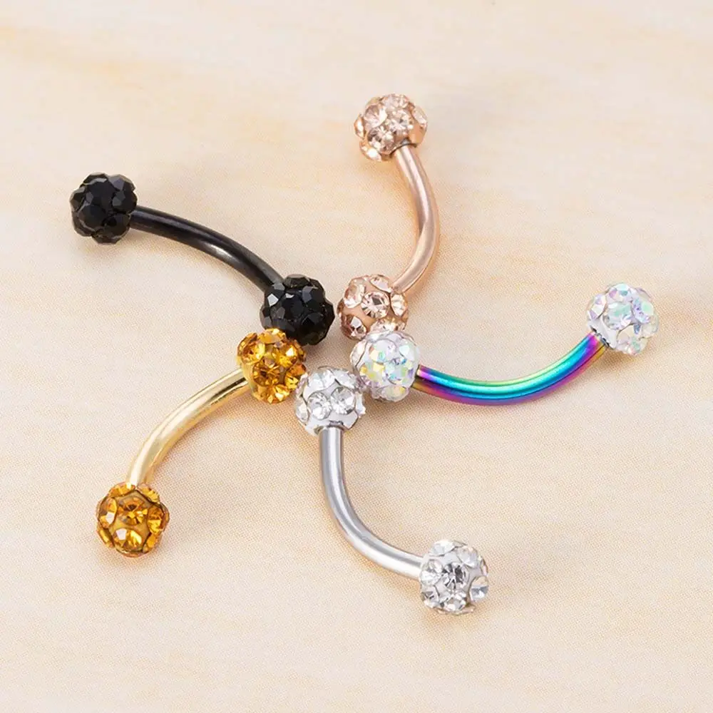 Männer Cool Für Frauen Gebogene Barbell Für Ohrringe Strass Piercing Schmuck Gefälschte Lip Stud Augenbraue Stud Ball Nase Ring