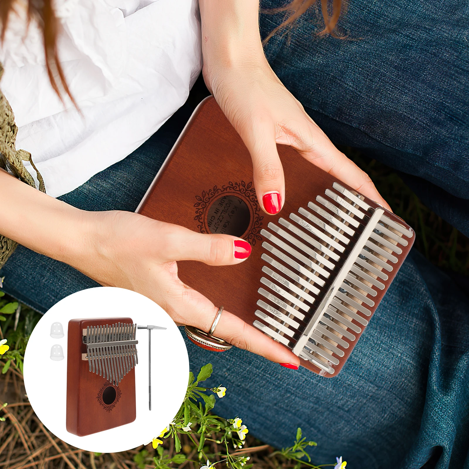 

17 Keys Thumb Piano Kalimba for Beginners Adults Kids Portable Wooden Instrument Easy Learning Musical Talent Small