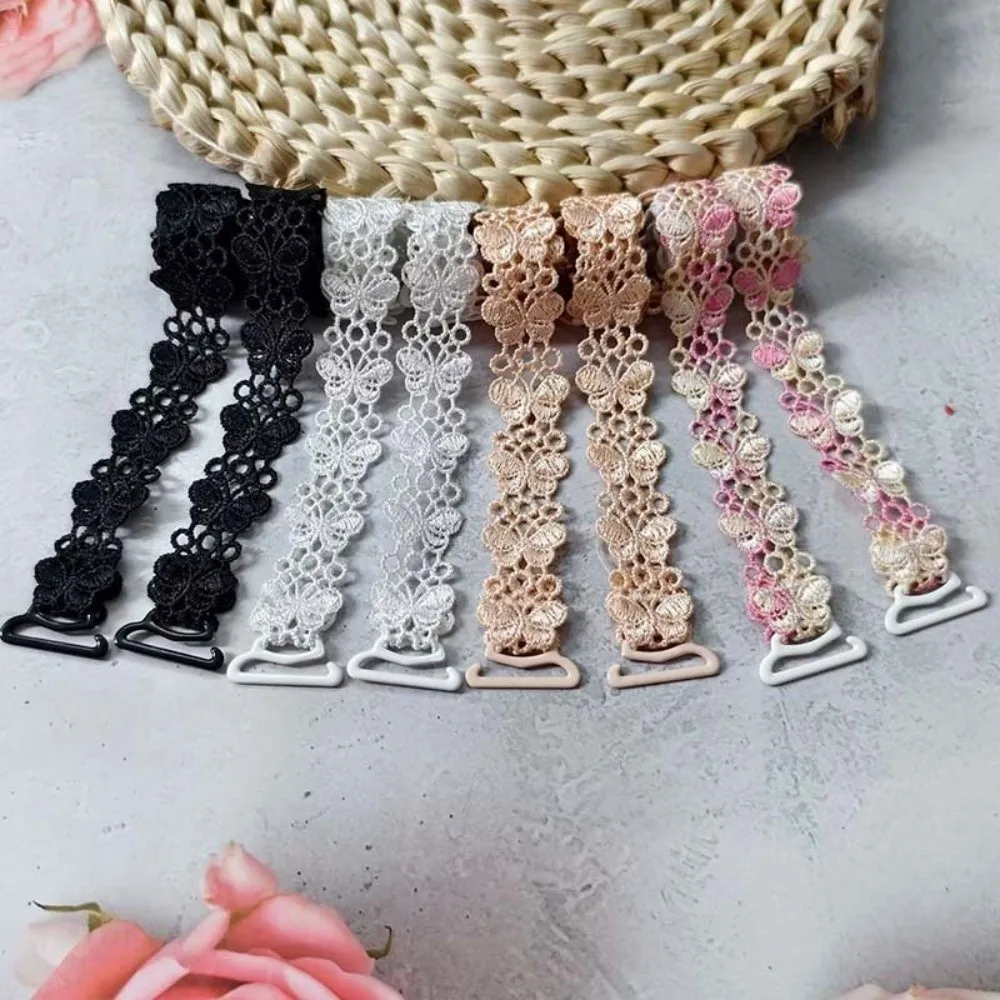 Replaceable Design Bra Shoulder Straps Exposed Back Style Butterfly Pattern Decorative Bra Straps Soft Lace Material