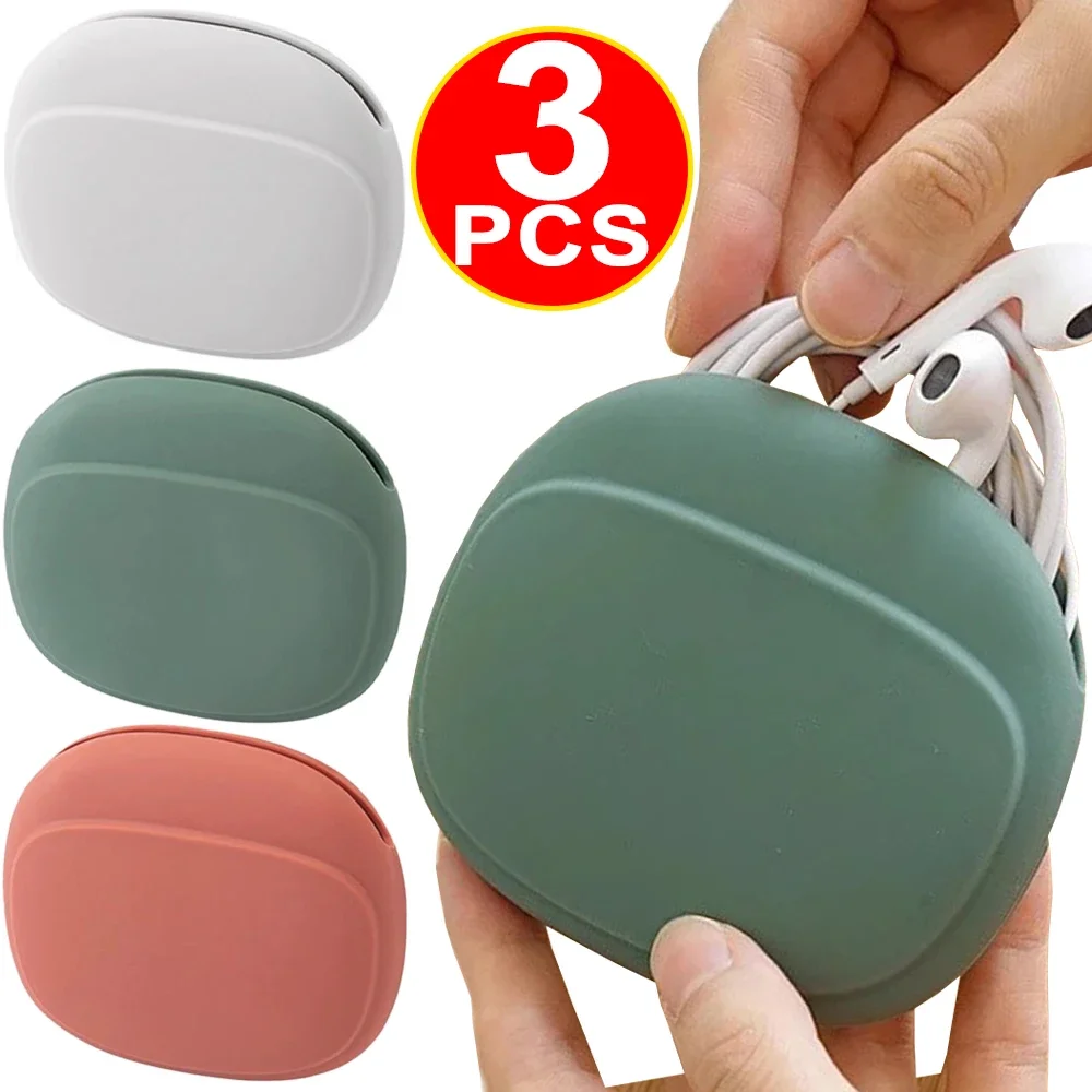 Silicone Headphone Pouch Case Portable Cable Organizer Anti-Fall Mini Wire Storage Case Charging Cord Earphone Protective Bag