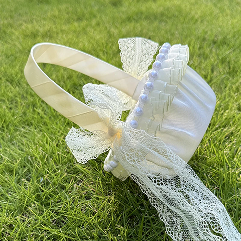 1PC Small Flower Girl Basket for Wedding Creative Hand-held Lace Flower Baskets for Flower Bride/Kids Wedding Ceremony Party Acc