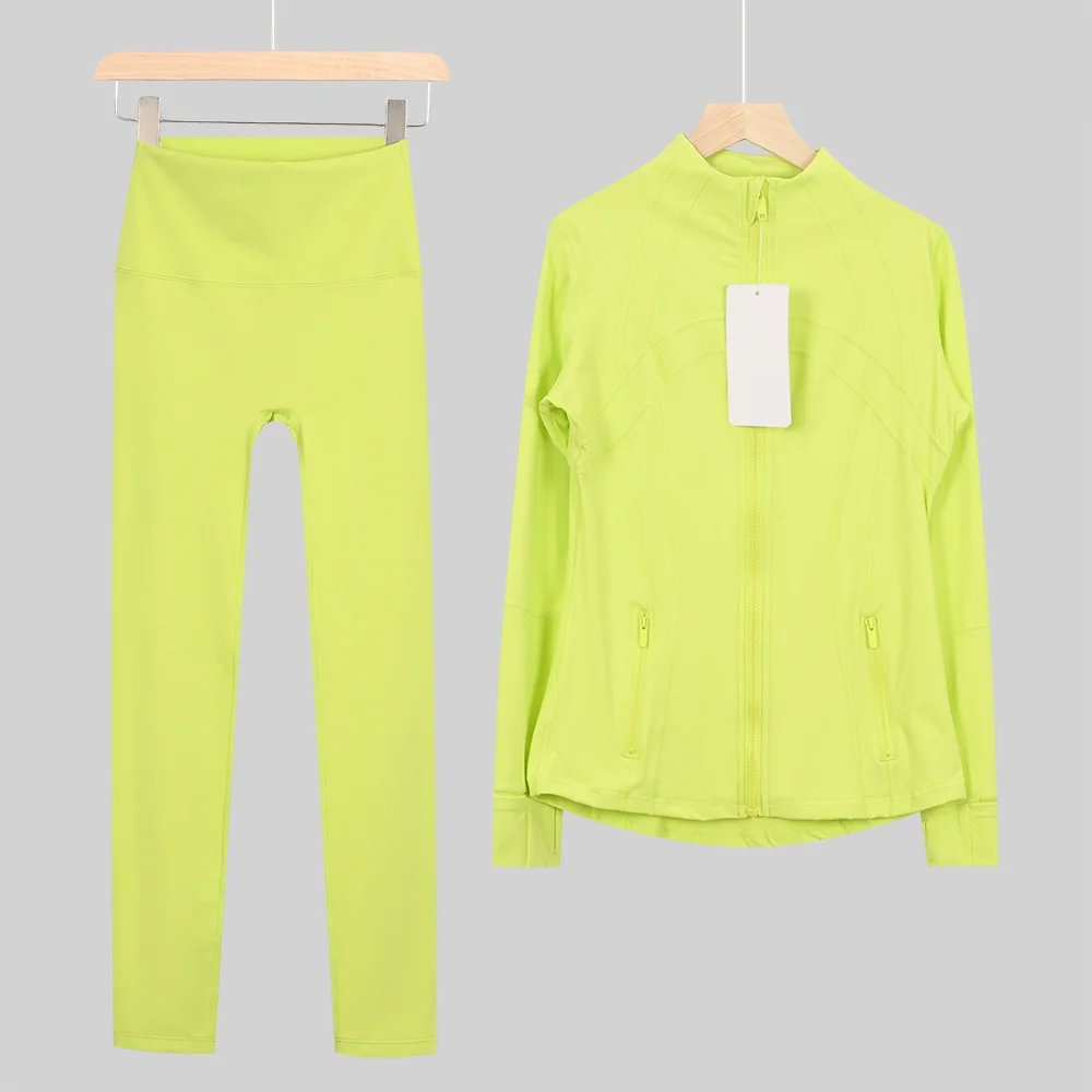 2026 New Yoga Sport Jacket Set Women's Yoga Clothes Running Fitness Jacket Active Wear Clothing Nine-point Pants
