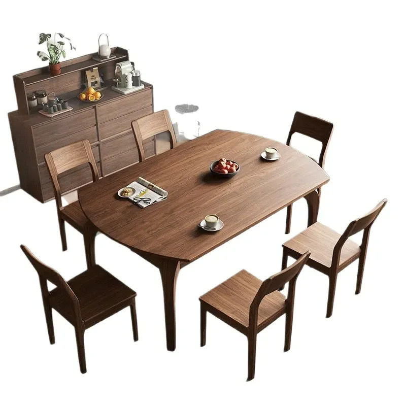 Black Walnut Convertible Dining Table Square to Round with Lazy Susan Solid Wood Space Saving Furniture for Small Apartment
