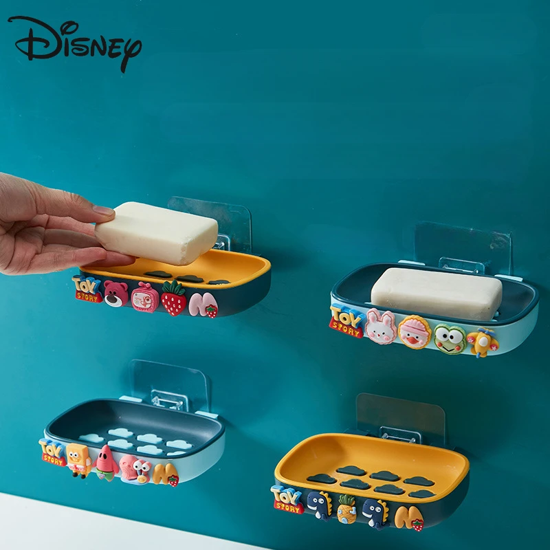 

Disney Children Cartoon Shape Soap Box Dish Bathroom Drain Soap Holder Portable Soap Case Storage Bathroom Shelves Accessories