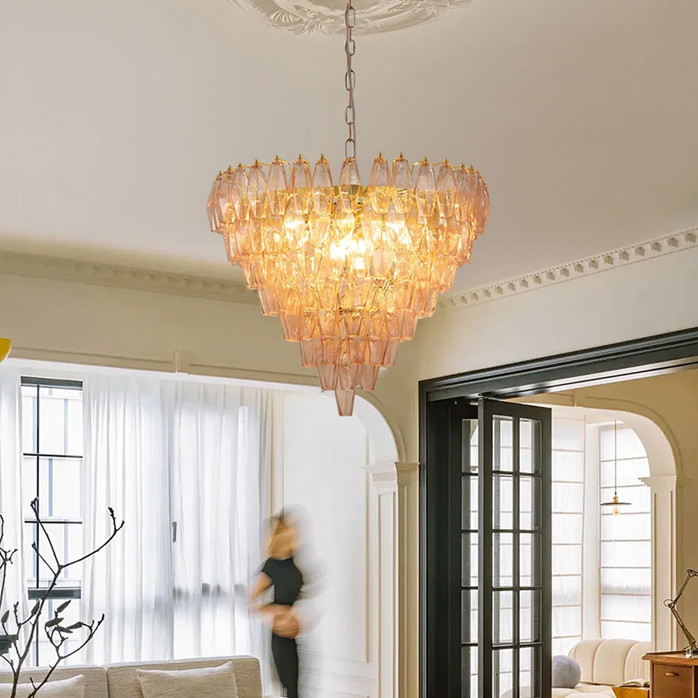 Murano Luxury Glass chandelier for Villa Living Room Dining Room Staircase Multi Tiered Colorful Glass Hanging Lamp Home Decor