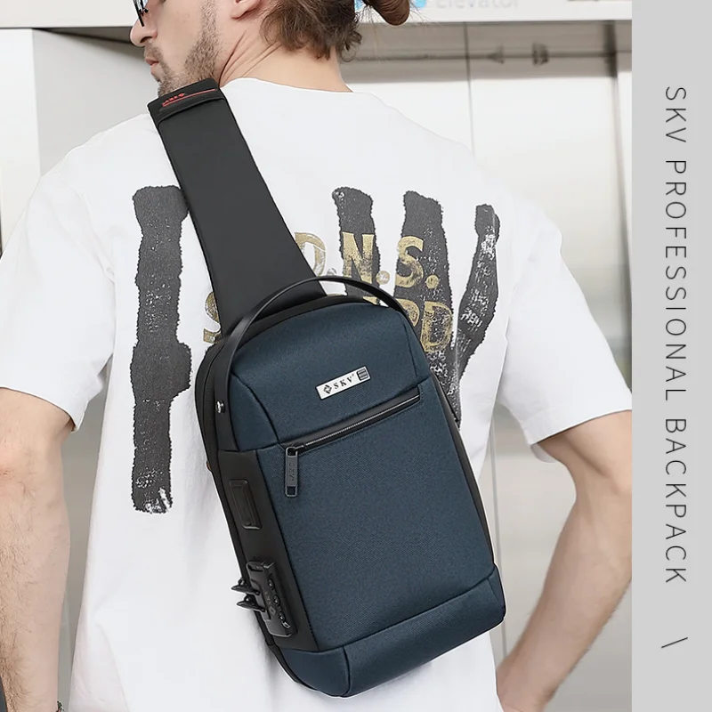 Bolsa mensageiro impermeável para homens, bolsa de peito multifuncional, bolsa tiracolo casual, um ombro, moda empresarial