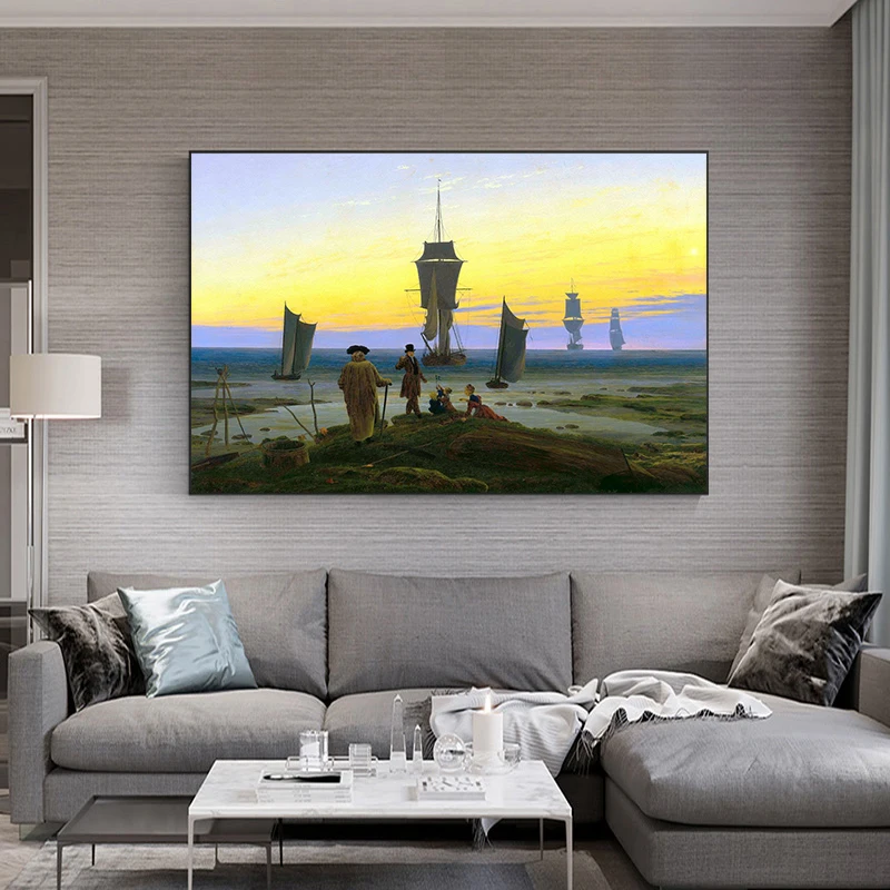 Classical Vintage Wall Art Canvas Painting Caspar David Friedrich Artwork Posters and Print Picture for Nordic Living Room Decor