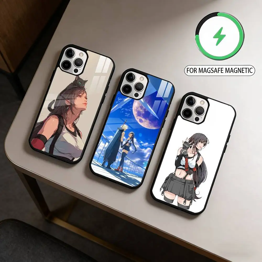 

F-Final F-Fantasy Game T-Tifa Phone Case For iPhone17,16,15,14,13,12,11 Plus,Pro Max Magnetic For Magsafe Wireless Charging