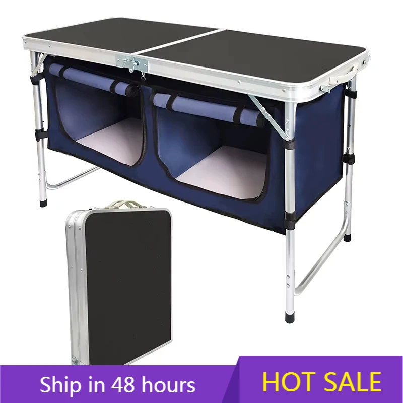 

POWER LEAP Outdoor Adjustable Height Aluminum Camping Table Lightweight With Folding Storage Organizer For BBQ, Party, Outdoor A